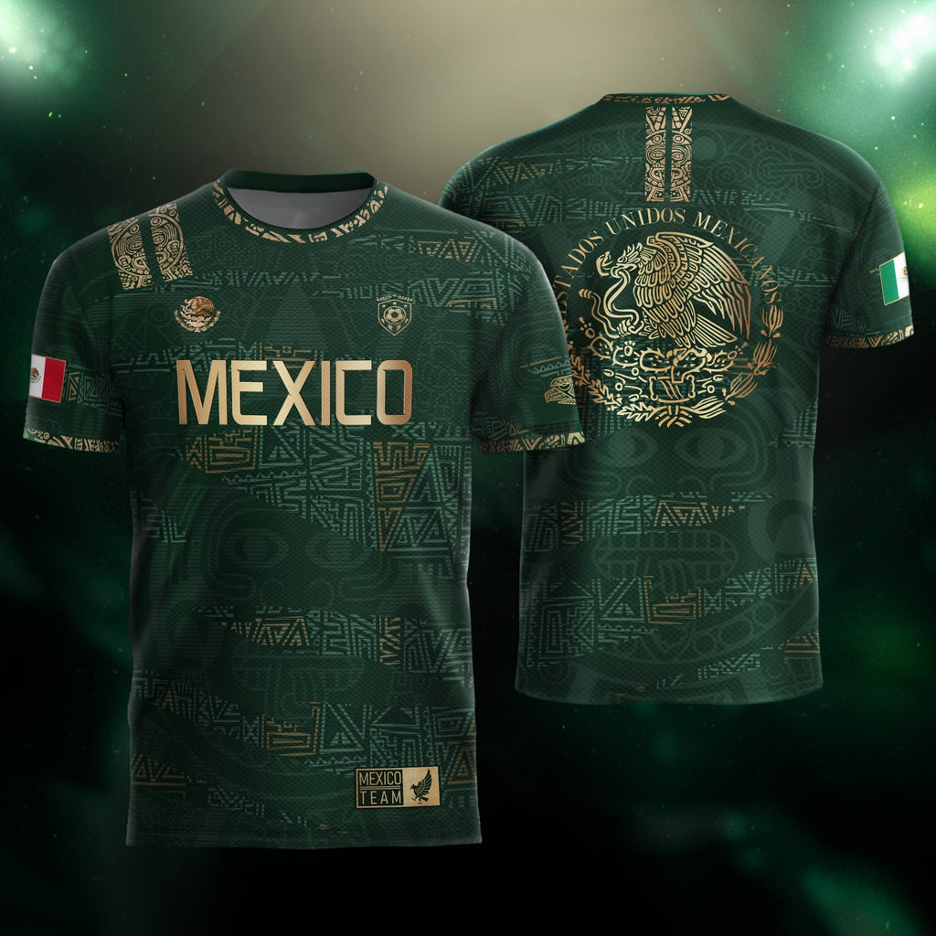 Mexico Green Gold Aztec Heritage Soccer Jersey