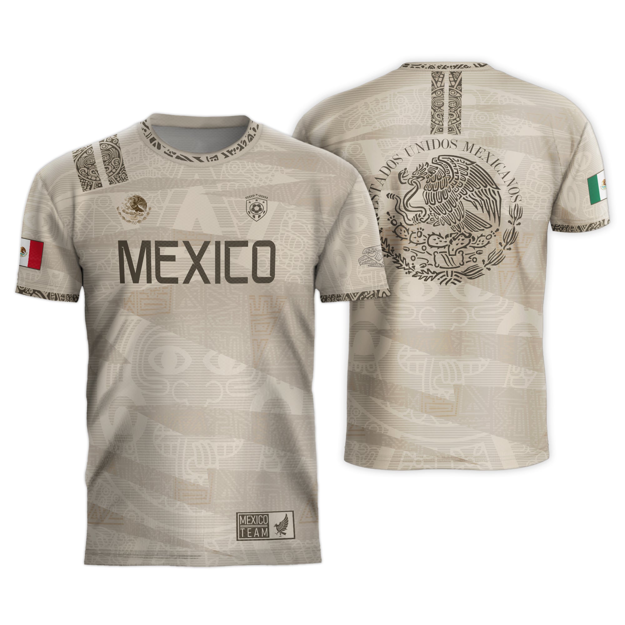 Mexico Beige Aztec Heritage Soccer Jersey